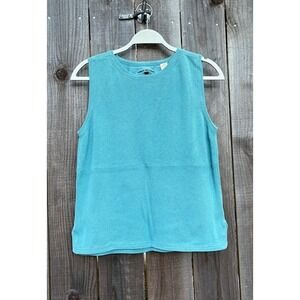 Original‎ Island Sport Y2K Aqua Knit Tank Top Sleeveless Silk Cotton Blend